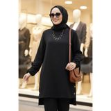 Neva Style Düğme Detaylı Siyah Tesettür Tunik 41281S