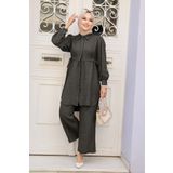 Neva Style Düğmeli Siyah Tesettür İkili Takım 68351S