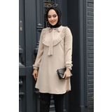 Neva Style Fırfır Detaylı Bej Tesettür Tunik 6682BEJ