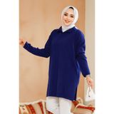 Neva Style Fitilli Lacivert Tesettür Triko Tunik 65903L