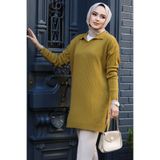 Neva Style Fitilli Yağ Yeşili Tesettür Triko Tunik 65903yy