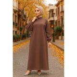 Neva Style Kahverengi Sweat Tesettür Elbise 23641KH