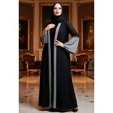 Neva Style - Kolları Detaylı Gri Tesettür Abaya 55510gr