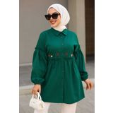 Neva Style Nakış Desenli Yeşil Tesettür Tunik 40603Y
