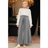 Neva Style Pileli Koyu Gri Tesettür Etek 9207KGR