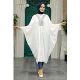 Neva Style - Yarasa Kol Ekru Tesettür Tunik 8654E