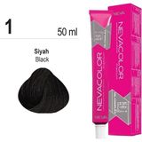 Nevacolor 1 Siyah Kalıcı Saç Boyası Amonyaklı Krem Formda Tüm Saçlar İçin 50 ml