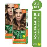 Nevacolor Natural Colors 2'Lİ SET 9.3 AÇIK ALTIN SARISI Kalıcı Krem Saç Boyası Seti - 9,3 Sarı Altın