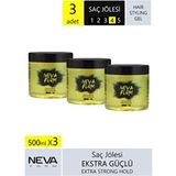 Nevaform Vegan Saç Jölesi Ekstra Sert 500 ml (3 Adet) Sabit Tutma Etkisiyle Güçlü Formül