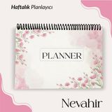 Nevahir Çiçek Desenli Haftalık Planlayıcı A5 90 gr Kalın Kağıt Helezon Haftalık Organizer