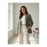 NevaMar İÇİ ÇİZGİLİ UZUN BLAZER CEKET