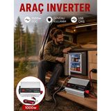 Nevamel® 1000 Watt Oto İnvertör Elektrik Dönüştürücü Ev Tipi Priz