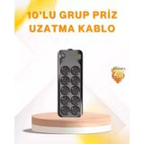 Nevamel® 10’Lu Çoklu Priz Termal Korumalı Usb Type-C Çıkışlı 2500W Uzatma Kablosu