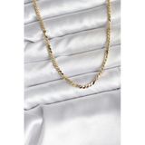 Nevamel® 14K Gold Renk Kaplama Ezme Yılan Zincir Model Cm Kadın Kolye 5886