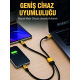 Nevamel® 240W Çoklu Şarj Kablosu Type-C Lightning Micro Usb Örgü Kablo