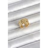 Nevamel® 316L Çelik Gold Renk Hasır Model Kadın Yüzük 5886