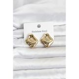 Nevamel® 316L Çelik Gold Renk Plaka Model Kadın Küpe 5886