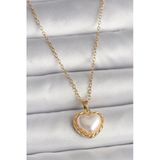 Nevamel® 316L Çelik Gold Renk Zincir 3D İnci Kalp Model Kadın Kolye 5886