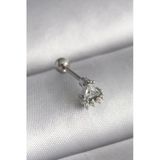 Nevamel® 316L Çelik Gümüş Renk Üçgen Zirkon Taşlı Tragus Piercing 5886