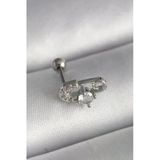 Nevamel® 316L Çelik Gümüş Renk Zirkon Taşlı Toplu İğne Tragus Piercing 5886