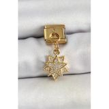 Nevamel® 316L Çelik Sallantılı Zirkon Taşlı Yıldız Model Gold Renk Nomination Charm 5886