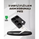 Nevamel 4.1A Hızlı Şarjlı Akım Korumalı 4 Priz Ve 3 Usb Çıkışlı Priz