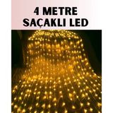 Nevamel® 4 Metre Icicle Şelale Led Yılbaşı Perde Işık Sıcak Ambiyans Vitrin