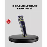 Nevamel 5 Başlıklı Şarjlı Tıraş Makinesi – Saç Sakal Burun Ve Vücut İçin Çok Fonksiyonlu Bakım Seti