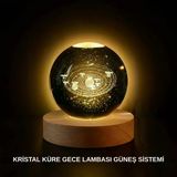 Nevamel® Ahşap Standlı Led Kristal Küre Lazer İşlemeli Dekoratif Obje