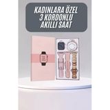 Nevamel Akıllı Saat 3 Kordonlu Ve Aksesuarlı Bayanlar Için Şık Rose Renk