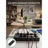 Nevamel® Akım Korumalı 10'Lu Çoklu Priz Usb-A Ve Type-C Şarj Çıkışlı