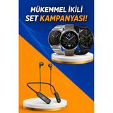 Nevamel® Alarm Ve Titreşim Özellikli Akıllı Saat Ve Mikrofonlu Kablolu Bluetooth Kulaklık 60 Saat