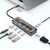 Nevamel ALLY 6in1 Type-c To USB3.0 + USB2.0 + Type-c PD 100W + HDMI + VGA + 3.5mm Çoğaltıc Transpar
