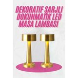 Nevamel Altın Rengi Masa ve Gece Lambası Dokunmatik Şarjlı Masa Lambası