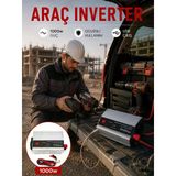 Nevamel® Araç Aküsünden Güvenli Elektrik Sağlayan 1000 Watt İnverter