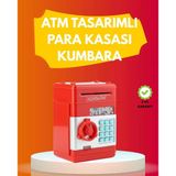 Nevamel® Atm Görünümlü Kırmızı Elektronik Şifreli Kumbara