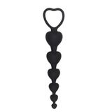Nevamel® Backpart Kalp Şeklinde Boncuklu Silikon Pürüzsüz Yüzey 5 Boğumlu Anal Tıkaç (Plug) - Siyah