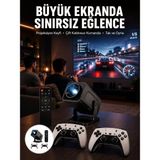 Nevamel® Çift Kollu Game Box Projeksiyon Cihazı Kumandalı Android Tv Dahili Hoparlör Yeni Nesil - Çok Renkli