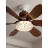 Nevamel® Crystal Aura 52 cm Ultra Sessiz Ahşap Renk LED Tavan Vantilatörü | 3 Kademeli Bakır Motor | Kumandalı Kristal Avize Vantilatör - Çok Renkli