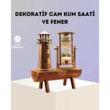 Nevamel Dekoratif Ahşap Kum Saati Ve Deniz Feneri Figürlü Masa Süsü – Şık Ve Fonksiyonel Tasarım