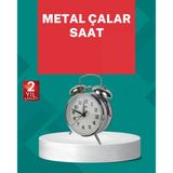 Nevamel® Dekoratif Gümüş Işıklı Alarmlı Masa Saati Sessiz Mekanizma