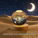 Nevamel® Dekoratif Led Kristal Küre Ahşap Altlıklı Şık Gece Lambası