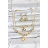 Nevamel® Gold Renk Pirinç Kolye Bileklik Ve Küpe Seti 5886