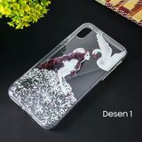 Nevamel İphone X Xs 3D Diamond Elbise Şeffaf Silikon Kılıf-(5775)