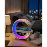 Nevamel® Kablosuz Şarjlı Led Işıklı Masa Saati Bluetooth Hoparlör Alarm Fonksiyonlu