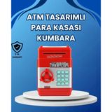 Nevamel® Kırmızı Atm Tasarımlı Şifreli Para Kasası Kumbara