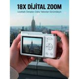 Nevamel® Kompakt Dijital Fotoğraf Makinesi Beyaz 18X Dijital Zoom Destekli