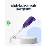 Nevamel Mini Pilli Portatif Karıştırıcı – Cappuccino Latte Frappe ve Kahve Köpürtücü
