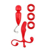 Nevamel® Mini Vibratör Penis Halkası Anal Tıkaç Kırmızı Fantezi Seti