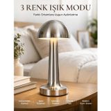 Nevamel® Modern Mantar Masa Lambası Dokunmatik 3 Işık Modlu Şarjlı Kablosuz Led Yeni Nesil